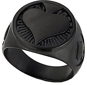 HIJONES Herren Plating Ace of Spades Ring aus Edelstahl Gothic Punk Band Herren Trendy Schwarz Größe 65 (20.7)