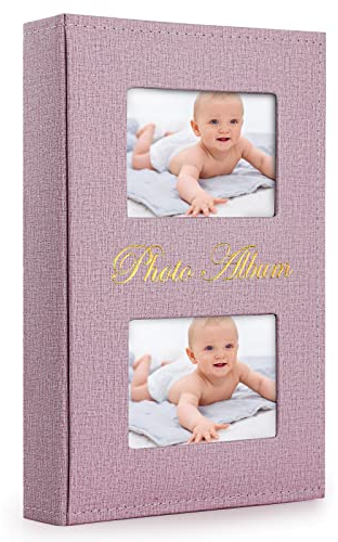 Fotoalbum 10x15 cm, Anhow PU Leder 300 Fotos Fotoalbum zum Einstecken für Baby, Hochzeit - Rosa
