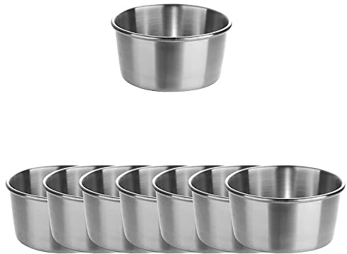 maiwalk Stainless Steel Small Sauce Dishes Dipping Bowls Seasoning Individual Round Condiments Cups Ramekins Dip Serving Sushi Cereal Salad Appetizer Bowls 8 Pack 2.56 inch (Silver, 2.8 oz)