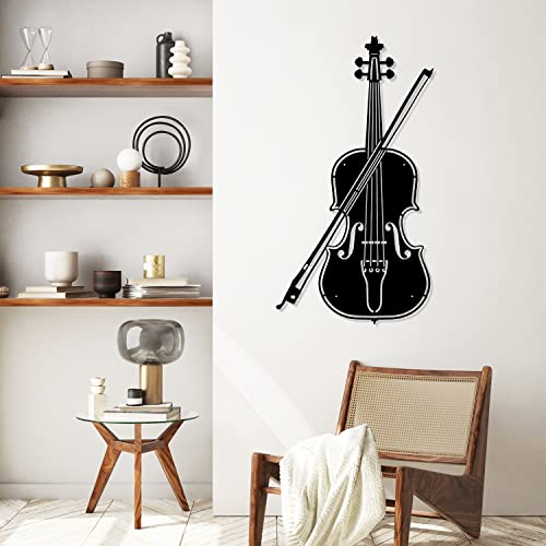 Songjum Violine Metall Wandskulptur Musik Metall Wandskulptur Metall Musik Geigen Wandkunst Für Wohnzimmer Dekor Schlafzimmer Dekor Studio Dekor Home Innen im Freien Dekor(Schwarz)