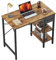 CubiCubi Computer Desk, 90 x 50 cm Small Home Office Desk with Drawer Storage Shelves for Small Space, Writing Study Desk, Rustic Brown