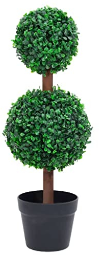 vidaXL Künstlicher Buchsbaum mit Topf Kugelform Kunstpflanze Kunstbaum Zimmerpflanze Dekopflanze Grünpflanze Künstliche Pflanze Deko Grün 60cm