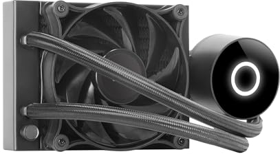 Mars Gaming ML-PRO120, Professionelle CPU-Flüssigkeitskühlung, TDP 220W, Ultra-leiser FDB-Lüfter, Opti-Chamber-Pumpe mit Weißem Beleuchtungsring, Universal Multisocket, Schwarz