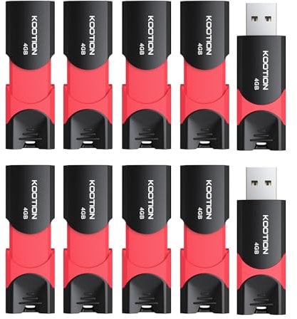 KOOTION 4GB USB 2.0 Flash Memory Stick, 10 Pack, LED Indicator - Red-Black