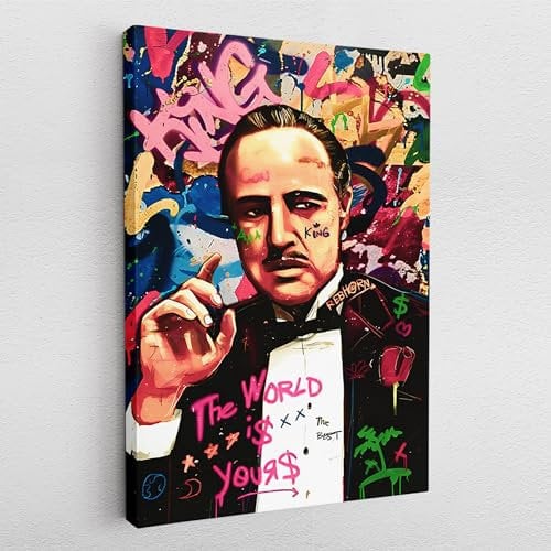 Leinwand Pop Art Graffiti Der Pate Mafia Film Godfather Wand Abstrakt Wandbilder Wohnzimmer Schlafzimmer Büro Wanddekoration Deko XXL günstig (Leinwand, 160x120 cm)