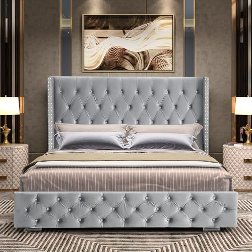 Blisswood Ottoman Storage Bed With Mattress, 5ft King Upholstered Bed Frame, Ottoman Bed With Storage Gas Lift End Opening Wooden Slats King Size Bed Frame (5ft King size With Mattress Included)
