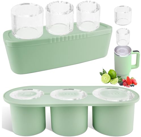 Fu Store Eiswürfelform für Becher, 850 - 1134 ml, 3 Stück, Silikon-Eiswürfelformen mit Deckel und Behälter zum Kühlen von Cocktails, Whiskey, Getränken, Saft, Kaffee, einfaches Befüllen und