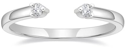 Titaniumcentral Vorsteckring Damen Schmal Offen Verstellbarer Ring Zirkonia Zierlich Schlicht Verlobungsringe Eheringe Versprech Ringe (Silber,49 (15.6))