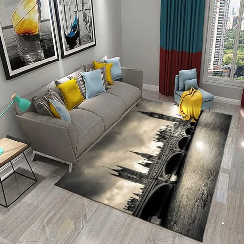 Teppich Wohnzimmer Moderne 3D London, England, Nachtansicht, Weiche Flauschig Antirutschunterlage Kurzflor Fläche Teppiche Für Kinderzimmer Schlafzimmer Outdoor Küche 60 X 90 cm -6S1D0S3T0C7
