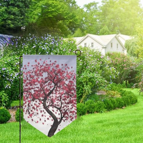 JHLMN Gartenflagge, doppelseitig, Willkommensflaggen, Frühlingssommer, Hofflaggen, lichtbeständig, Urlaubsbanner japanischer Kirschbaum, saisonale Gartenflaggen für Rasen, Outdoor-Dekorationen,