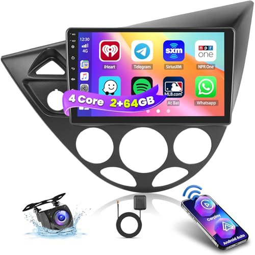 Inefala 9 Pollici Autoradio Android 15 per Ford Focus MK1 C170 1998-2005 2 DIN Schermo (2+64GB) con Wireless CarPlay Android Auto FM RDS GPS Bluetooth WiFi Comandi al Volante Telecamera Posteriore