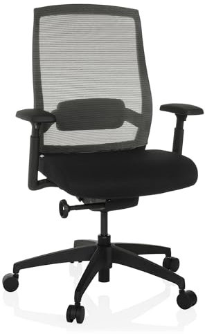 hjh OFFICE Ergonomischer Bürostuhl Colore Profi Drehstuhl, Sitztiefe & Lordosenstütze verstellbar, atmungsaktive Rückenlehne, Schwarz