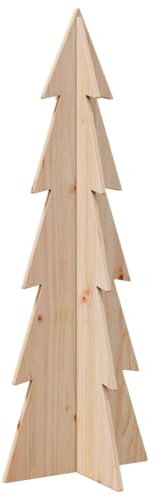 VidaXL Árbol de Navidad de Madera Maciza de Pino - Adorno Decorativo de 112 cm para Decoración Navideña