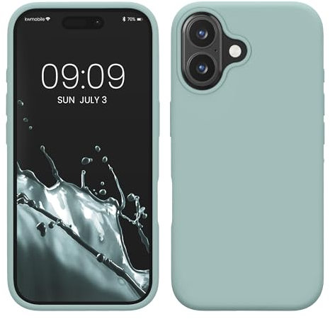 kwmobile Case Compatible with Apple iPhone 16 Plus Case - TPU Silicone Phone Cover with Soft Finish - Mint