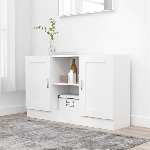 ShGaxin Sideboard Hochglanz-Weiß 120x30,5x70 cm Holzwerkstoff, Kommode Schlafzimmer, Kommoden & Sideboards, Wohnzimmerschrank, Flur Kommode, Zimmer Möbel - 802783