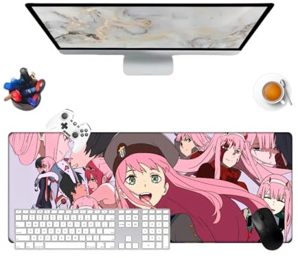 Générique The Franxx Zero Two Anime Multifunction Gaming Mauspad Tastatur Gaming Wasserdicht 800 x 300 x 3 mm und Basis aus rutschfestem Gummi, strukturierte Oberfläche (3)