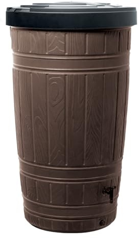 Woodcan rainwater tank Plastic Water Butt Container wood look barrel 265L Storage Garden Irrigation (Brown)