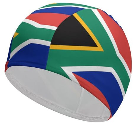 Bonnet de bain drapeau de l'Afrique du Sud - Bonnet de bain pour femmes et adultes - Bonnet de bain pour cheveux longs - Bonnet de bain imperméable - Meilleur bonnet de bain qui garde les cheveux au