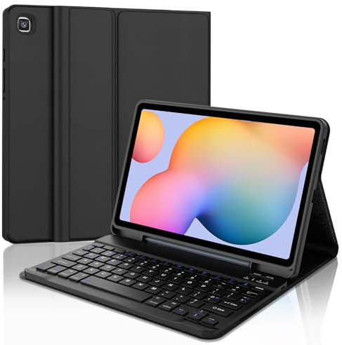SENGBIRCH Keyboard Case for Samsung Galaxy Tab S6 lite 10.4 2024 - UK Layout Detachable Bluetooth Wireless Keyboard, Protective Cover for Galaxy Tab S6 10.4, Black