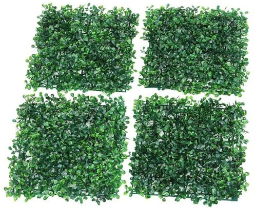 AQCQDQ Pflanzenwand Outdoor, 4 Stück Kunstpflanzen Wand, 25 x 25 cm Künstliche Pflanzen Deko für Wand, Balkon & Garten (Gras)