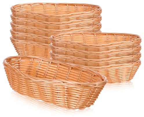 LIFKOME Geflochtene Brotkörbe Obstkörbe Rattan-imitation Kunststoffkörbe 10 Stück Servierhalter Für Speisen