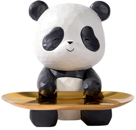 Schlüssel- und Brieftaschenschale, Brieftaschenschale - Harz Kreatives Schlüssellager -Tablett - Panda -Figur -Tierskulptur, Schmuckorganisator, Desktop -Zubehörhalter Feindetails verbessern Ihren Hei