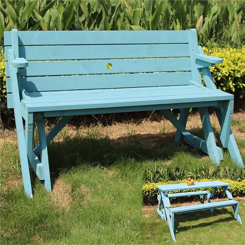 Juego de mesa y banco de picnic convertible 2 en 1 al aire libre, banco de comedor plegable con agujero para sombrilla para patio, porche, terraza