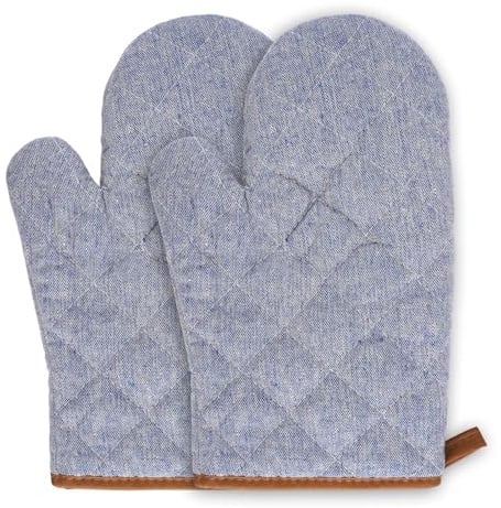2 Stück Ofenhandschuhe Hitzebestaendig, Topflappen Backofenhandschuhe | Hitzebeständig Baumwolle Topfhandschuhe, Kochhandschuhe mit Aufhängeschlaufe, für Kochen, Backen, Grillen, Auflaufform (Blau)
