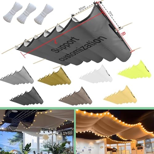 Toldo retráctil de onda, 100 x 300 cm (ancho x largo), ajustable, protección solar, resistente al agua, para exteriores, pérgola, resistente a los rayos UV, para terraza, jardín, gris oscuro