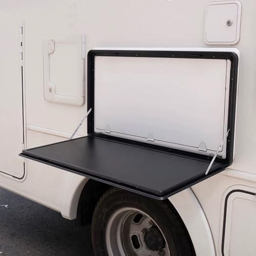 QSPNVFB Wandklapptisch Für Wohnmobile Aluminium Hängetisch Kleiner Faltbarer Picknicktisch Schwimmend Esstische Für Außenbereich Camping RV(Black,50x35cm(19.7x13.8))