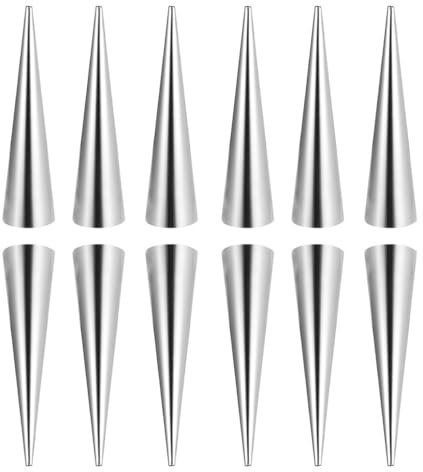 QUXVUIS Packung mit 12 Rollformen, glatte Oberfläche, spiralförmige Croissantsform aus Edelstahl, praktische hitzebeständige Kuchenhornformen, Silber, 12 Stück * 3 * 3 cm