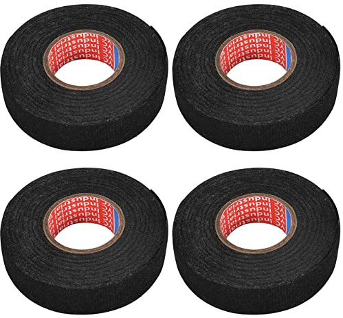 Alyxen 4 Stücke KFZ Gewebeband, 19 mm x 15 m Auto Kabelbaum Filzband, Gewebeband Panzerklebeband Kabelbäume Elektriker Band, Auto Isolierband für Kabelbäume Elektrisches Klebeband