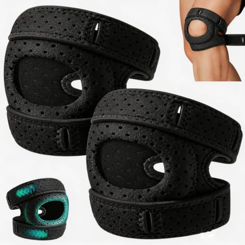 SINZONeu Rodillera 2 Piezas Negro, Rodillera Deportiva para Artrosis & Menisco, con Estabilizadores & Gel Pad, Rodillera Rotuliana Ajustable, Transpirable, Ortesis de Rodilla para Deporte Fitness