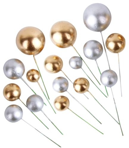 NESTINGHO 15 Stück Schaumstoff Kugeln als Tortenaufsatz zur Dekoration mit Goldenen Kugeln für Abschlussfeier Saison und Geburtstagsparty Zufällige Farbe