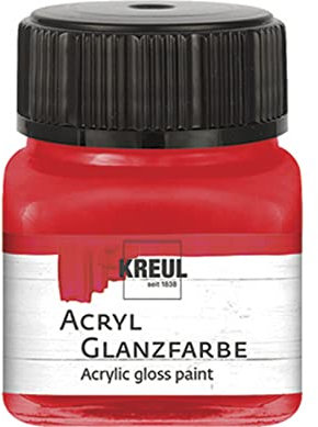 KREUL 79205 - Pintura acrílica brillante, tarro de 20 ml en rojo, pintura acrílica lisa brillante para colorear y hacer manualidades, a base de agua, resistente a la saliva, de secado rápido y opaca
