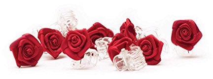 10 x Haarklammern Röschen - Brauthaarschmuck - Rosen Haarklammer - bordeaux rot