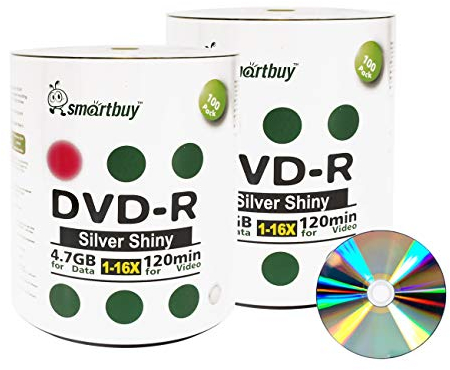Smart 200 Paket kaufen, DVD-R 4,7 GB 16 x Glänzend Silber blanko Daten Video Film beschreibbare Medien Scheibe, 200 Scheibe 200PK