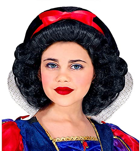 Widmann 00829 - Perücke Märchenprinzessin, schwarz, mit Schleife Karneval, Mottoparty, Märchen