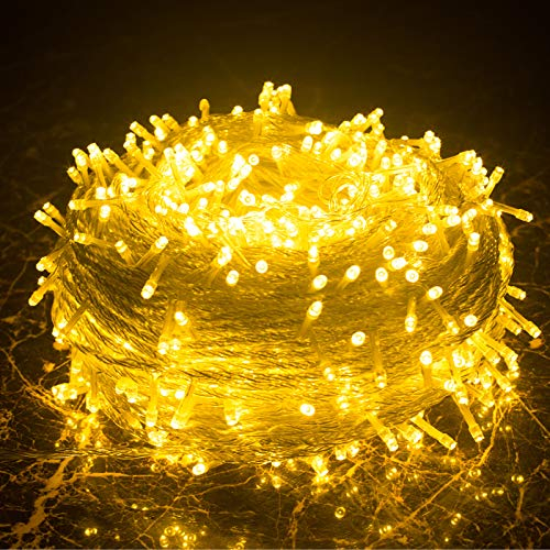 MOVEONSTEP Luci Natale Esterno Interno 200LED 22M Luci Albero di Natale Catena Luminosa Esterno Luci LED Natalizie per Albero di Natale con 8 Modalità IP44 Impermeabile-Bianco Caldo