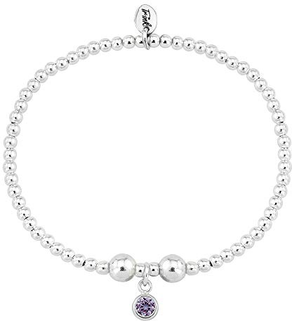 Trink Brand Sterling Silver Beaded Birthstone Birthday Month Bracelet - January, February, March, April, May, June, July, August, September, October, November, December