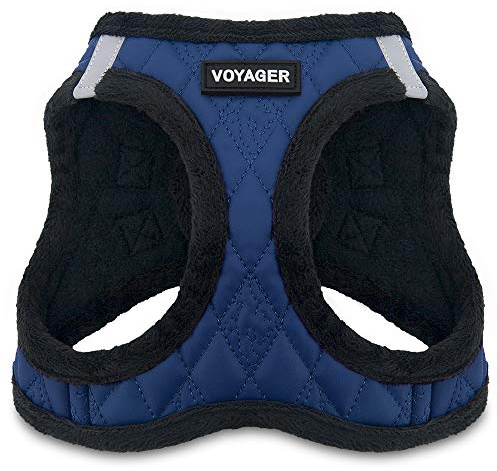 Voyager Step-In Plush Dog Harness – Soft Plush, Step In Vest Harness for Small and Medium Dogs by Best Pet Supplies - Harness (Royal Blue Faux Leather), M (Chest: 16-18)