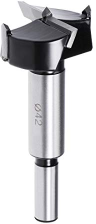 sourcing map Forstner Bohrteil 42mm Hartmetall Wolfram Holzlochsäge Schneckenöffner Scharnierbohrung Holzbearbeitung Bohrenbohrer Bitschneider silberner Ton Schwarz