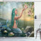 ABAKUHAUS Meerjungfrau Duschvorhang, Meerjungfrau und Magnolias, Stoffliches Gewebe Badezimmerdekorationsset mit Haken, 175 x 180 cm, Sea Green Petrol Blau
