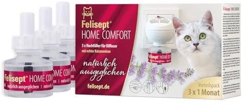 Felisept Home Comfort Nachfüllflakon 3 x 45ml Entspannungsmittel - Beruhigungsmittel für Katzen - Katzen Beruhigungsmittel mit natürlicher Katzenminze - Ohne Pheromone Katzen - Katzen Beruhigung