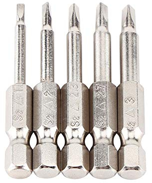5pcs 50mm 1/4 Embouts de Tournevis Triangle à Tige Hexagonale, Embout de Tournevis électrique, Magnétisme Δ1,8 / Δ2,0 / Δ2,3 / Δ2,7 / Δ3,0