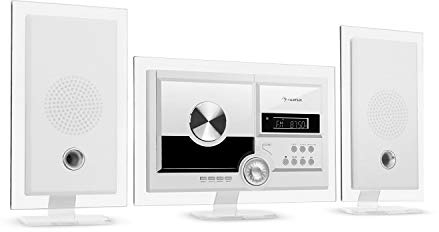 AUNA Stereo Sonic - Impianto Stereo DAB+, Montaggio a Parete, Sintonizzatore Radio DAB+ / FM, Lettore CD, Porta USB per MP3, Bluetooth, Ingresso AUX, Display LCD, Autospegnimento, Bianco Neve