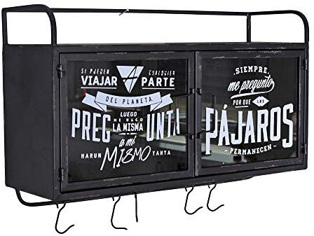 Wandregal „Villa Selma“ – Industrial Wandschrank | Metall & Glas | Glastüren, Haken & Ablagen | Loft Hängeschrank lof069 Palazzo Exklusiv