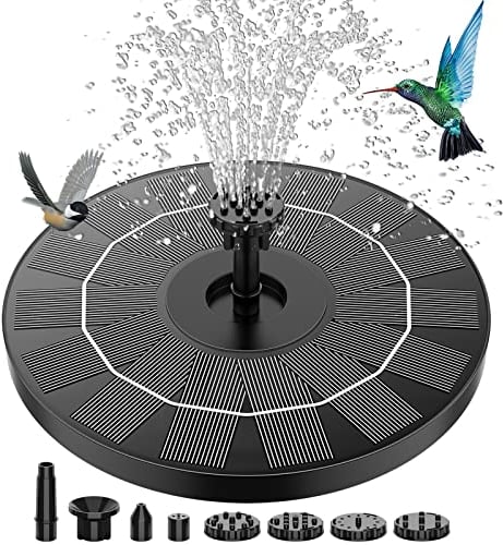 AISITIN Fuente Solar Jardin Exterior 3,5 W, Bomba de Estanque Solar con 6 Boquillas para Baño de Pájaros, Acuario y Jardín Estanque(1PC)