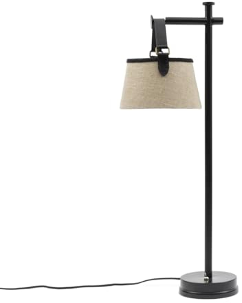 Riviera Maison - Tischleuchte, Lampe - Harbor Buckle - Leinen, Eisen, Leder - schwarz/Natur - Höhe 70 cm