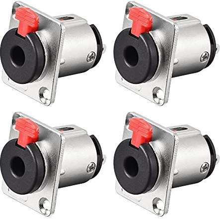 sourcing map 6.35mm 1/4 Pouce Femelle Stéréo TRS Audio Prise Jack Connecteur Panneau/Chassis Courbé - 6.35mm Stéréo Prise 4Pcs